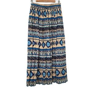 Vintage 90s Blue Black Southwestern Print Skirt S M